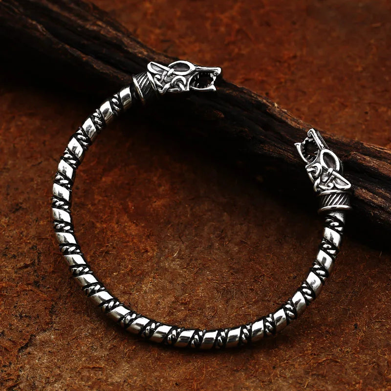 Sól and Máni's Bane - Norse Viking Sköll & Hati Wolf Arm Ring The Pagan Trader