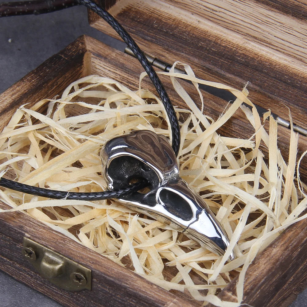 Hrafnskalli - Raven Skull Pendant Old Norse Punk Necklace The Pagan Trader