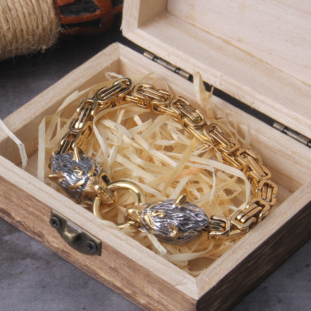 The Wolf Pack - Viking Byzantine Chain Linked Bracelet Collection 0 The Pagan Trader Gold 19cm