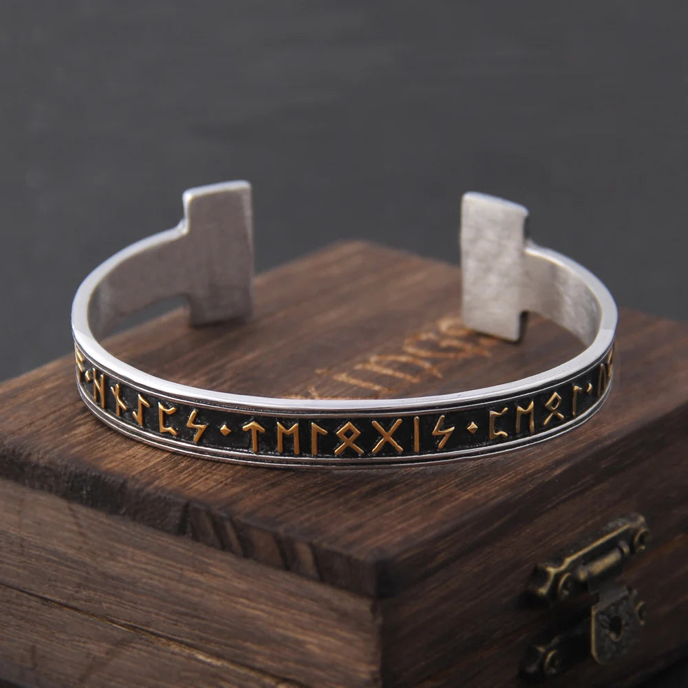 Elder Futhark Norse Viking Arm Ring Bangle Paganheim Gold