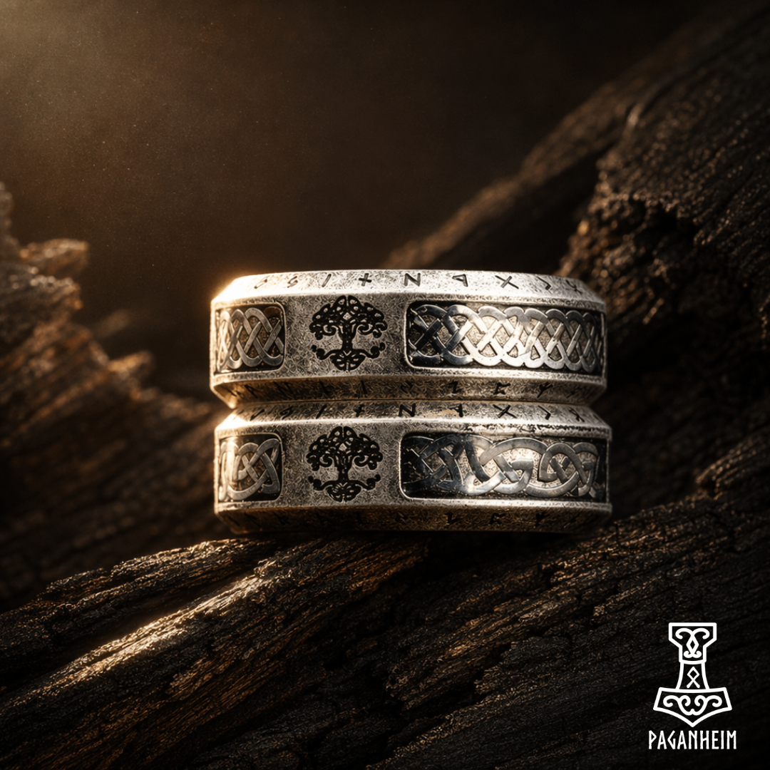 Celtic Knot & Rune Yggdrasil Rings