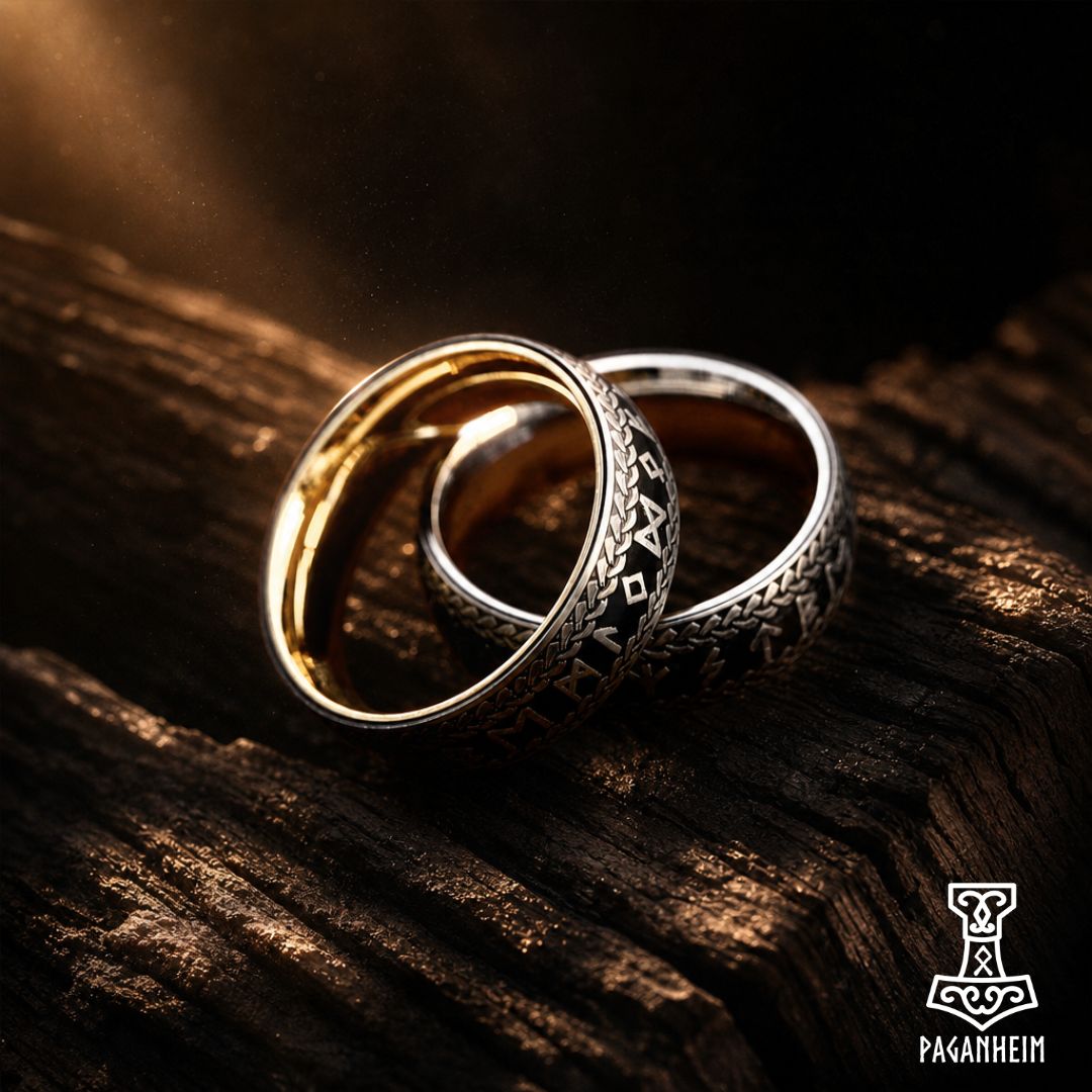 Sleek Gold & Silver Elder Futhark Rune Rings