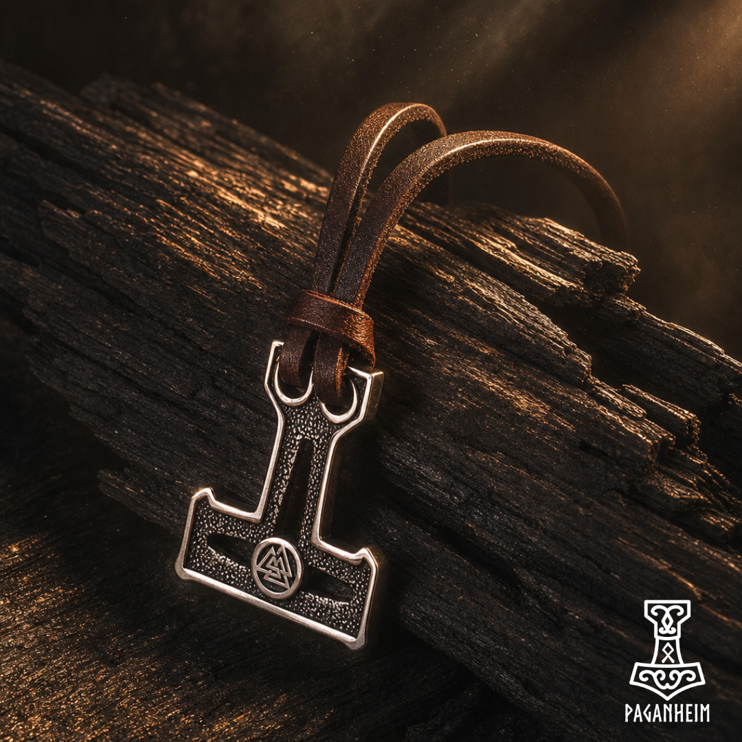 Valknut Mjölnir - Punk Inspired Leather Viking Amulet