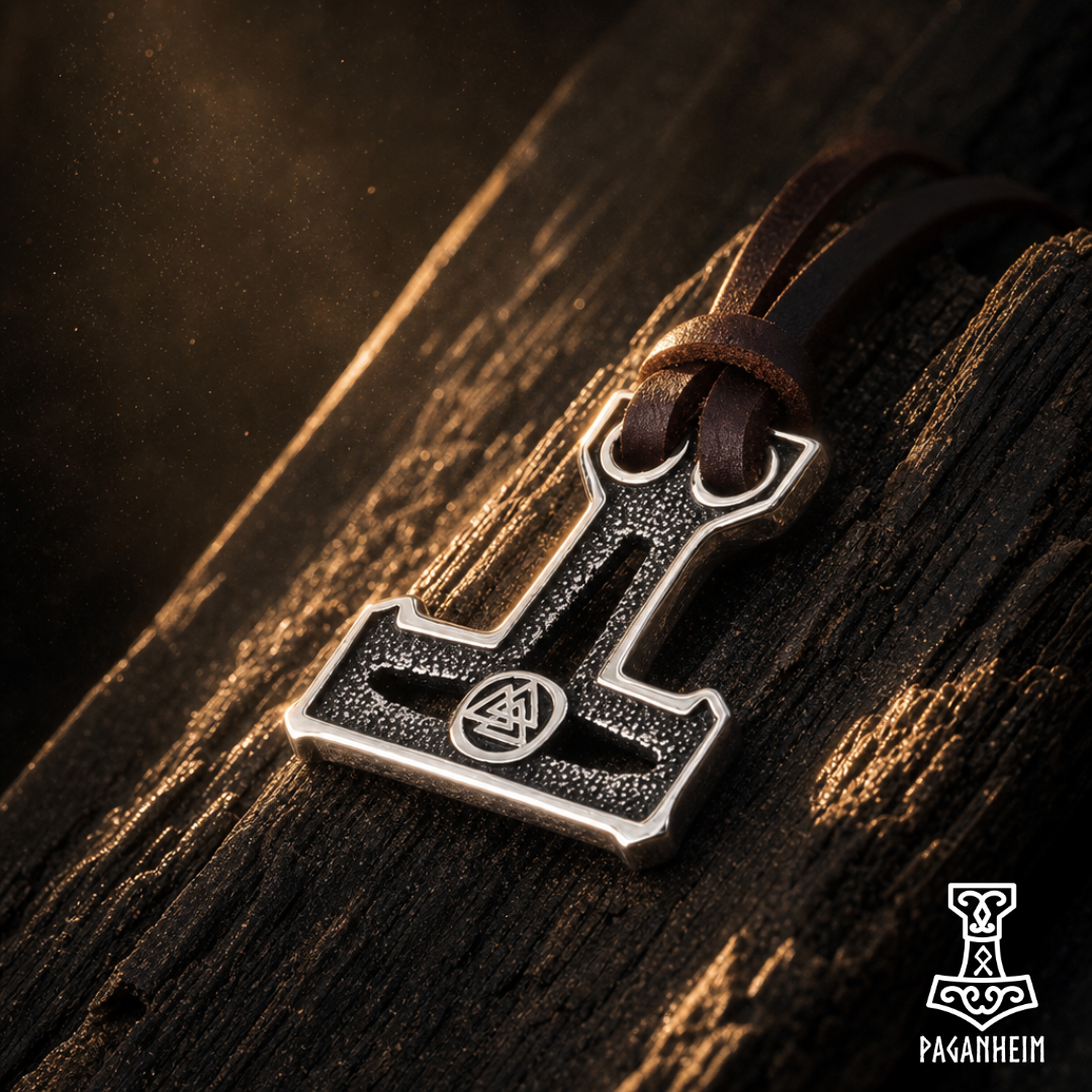 Valknut Mjölnir - Punk Inspired Leather Viking Amulet