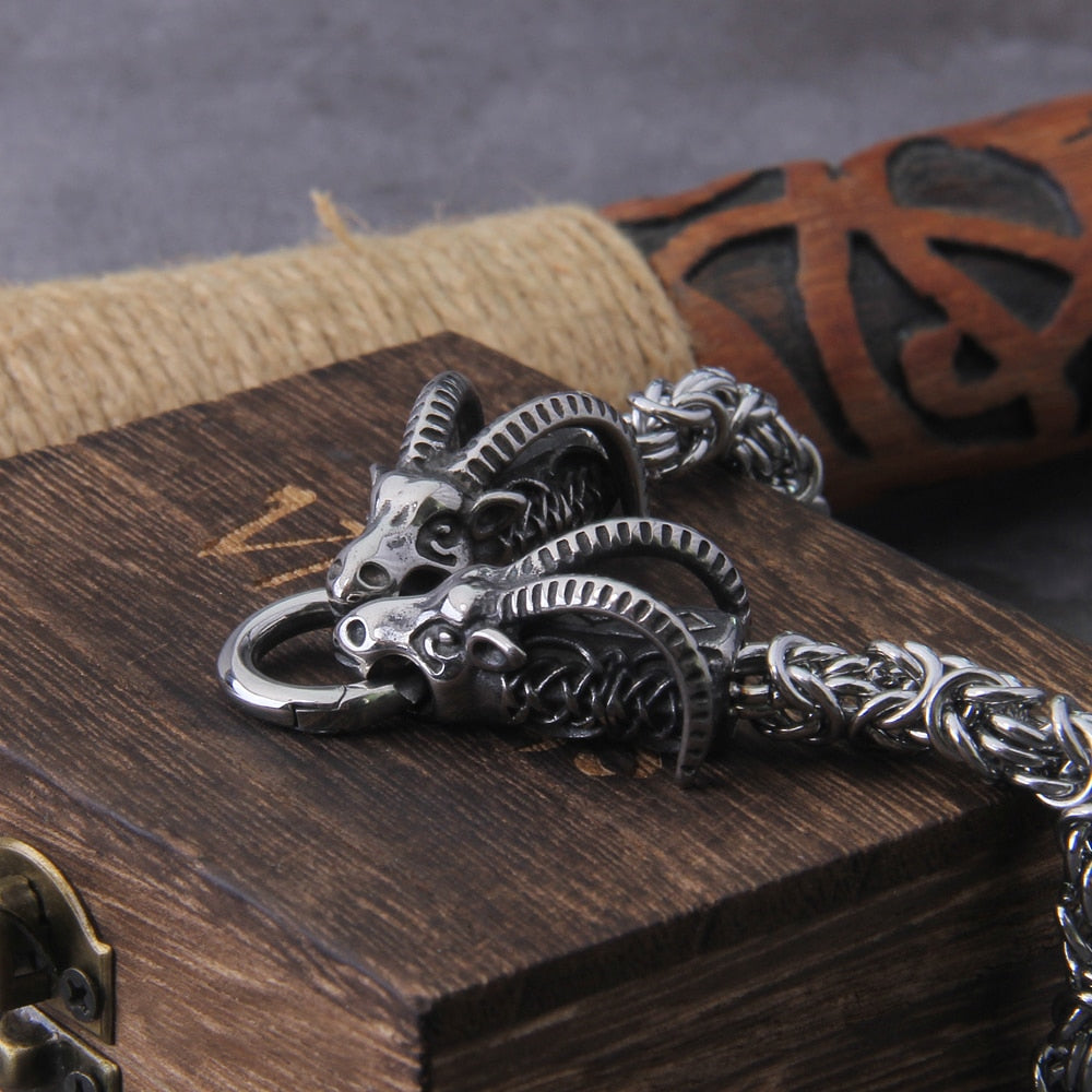 Thor's Goats - Byzantine & King Chain Linked Viking Necklace 0 The Pagan Trader King Chain 50cm