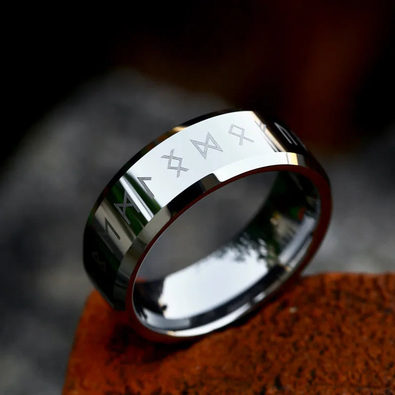 Tungsten Elder Futhark Rune Nordic Viking Rings The Pagan Trader