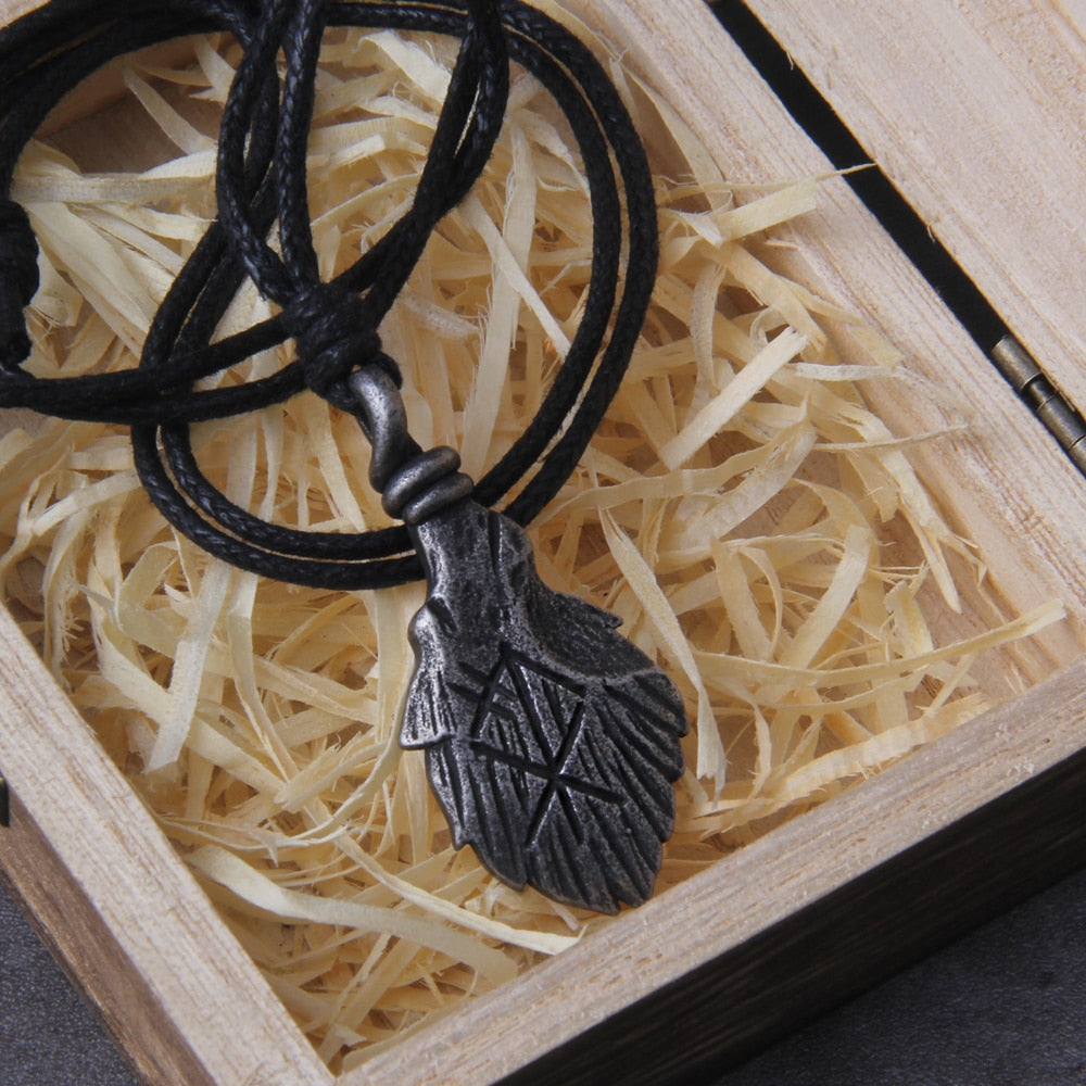 Othala Rune Engraved Wolf Head Necklace 0 The Pagan Trader