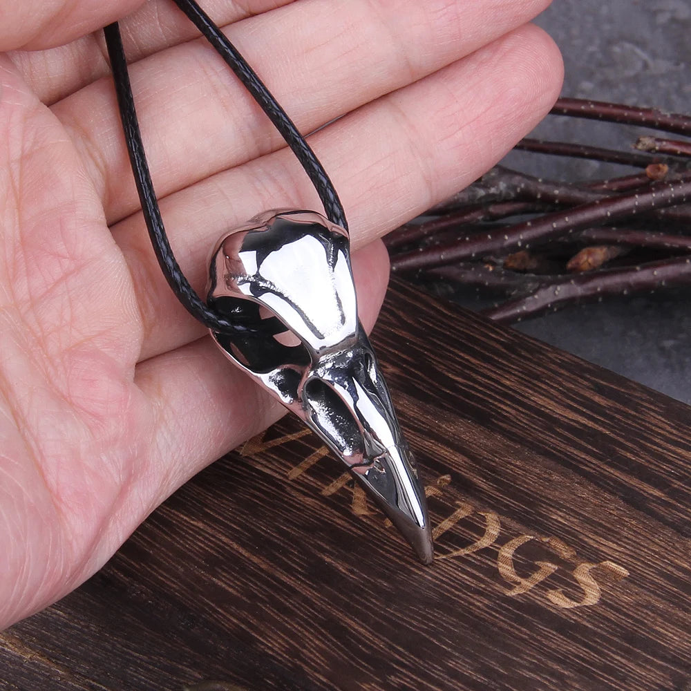 Hrafnskalli - Raven Skull Pendant Old Norse Punk Necklace The Pagan Trader