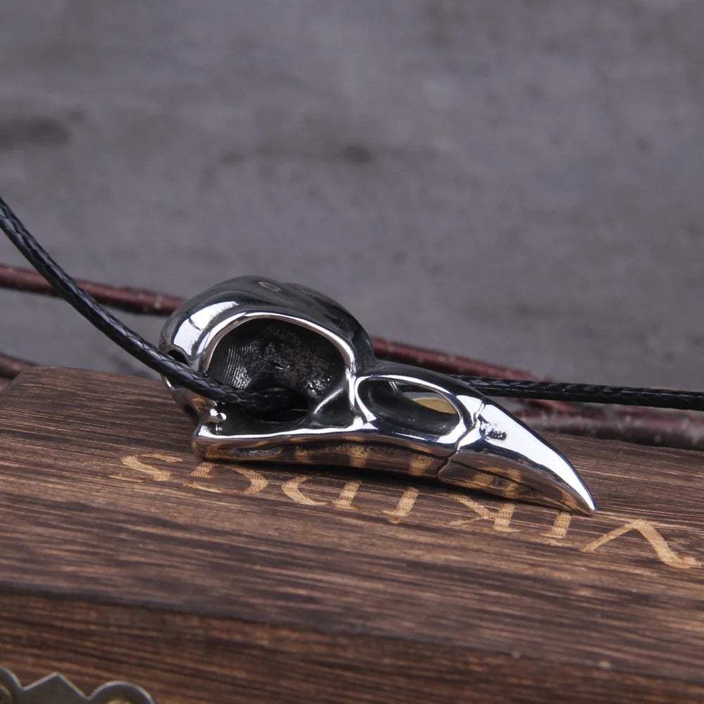 Hrafnskalli - Raven Skull Pendant Old Norse Punk Necklace The Pagan Trader