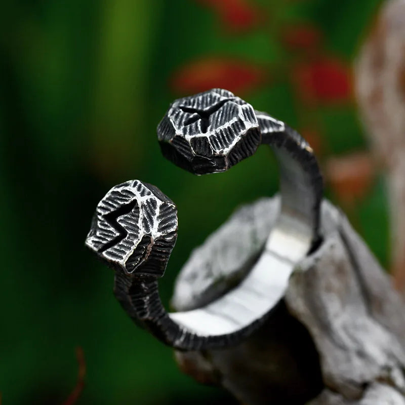 Algiz Sowilo Rune Carved Norse Viking Ring The Pagan Trader