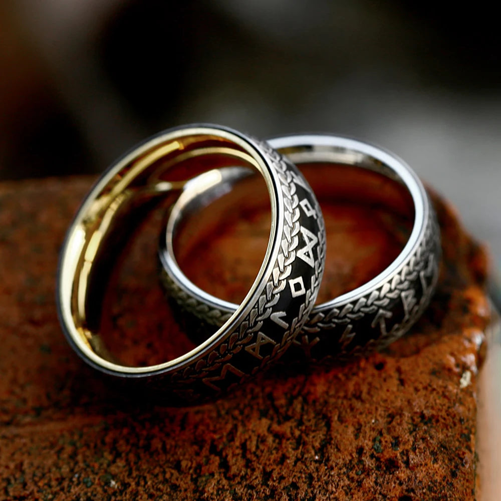 Sleek Gold & Silver Elder Futhark Rune Rings The Pagan Trader
