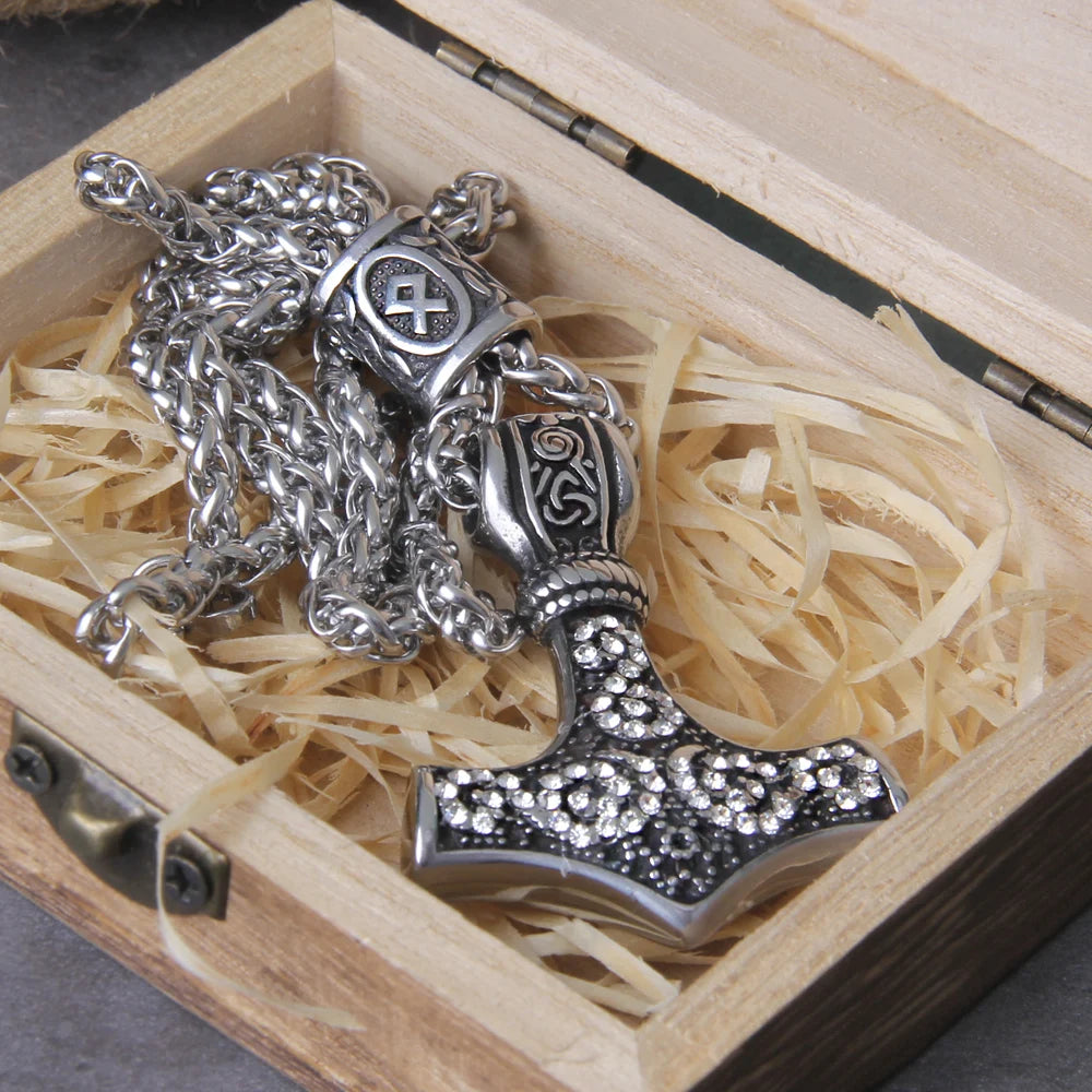Othala & Tiwaz Mjölnir - Mammen Art Engraved Thor's Hammer Viking Amulet 0 The Pagan Trader Othala 50cm