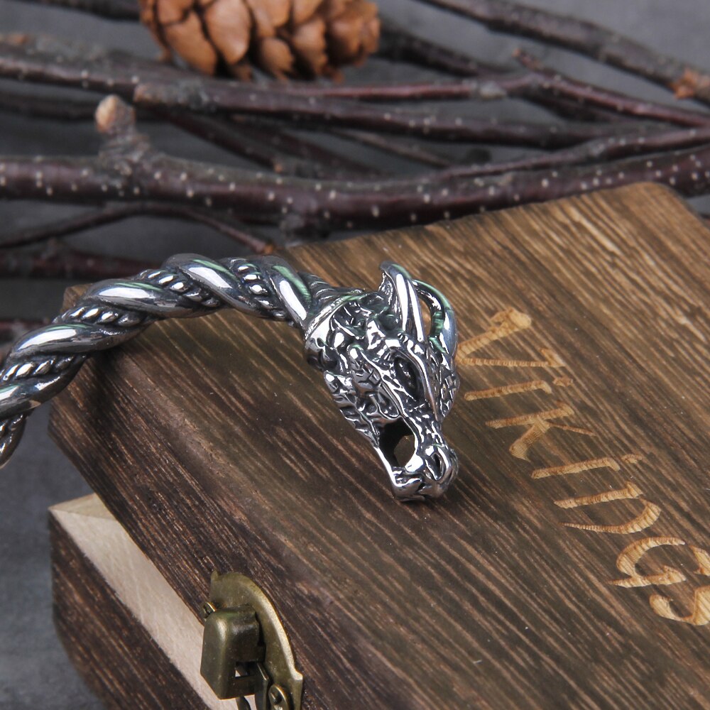 Drekieitr - Serpent Dragon Head Viking Arm Ring 0 The Pagan Trader