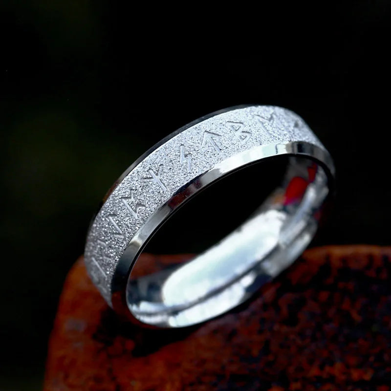 Minimalist Elder Futhark Rune Norse VIking Rings The Pagan Trader 6mm Silver 7