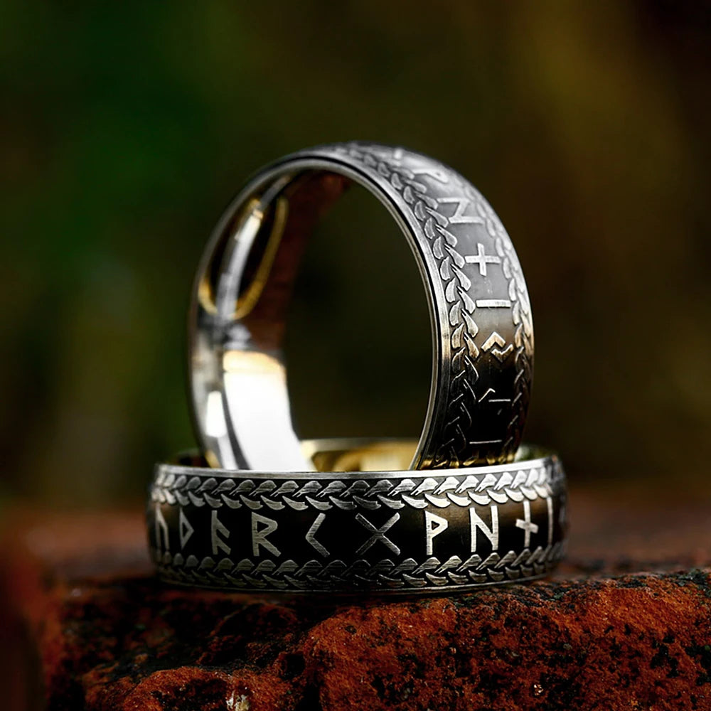 Sleek Gold & Silver Elder Futhark Rune Rings The Pagan Trader