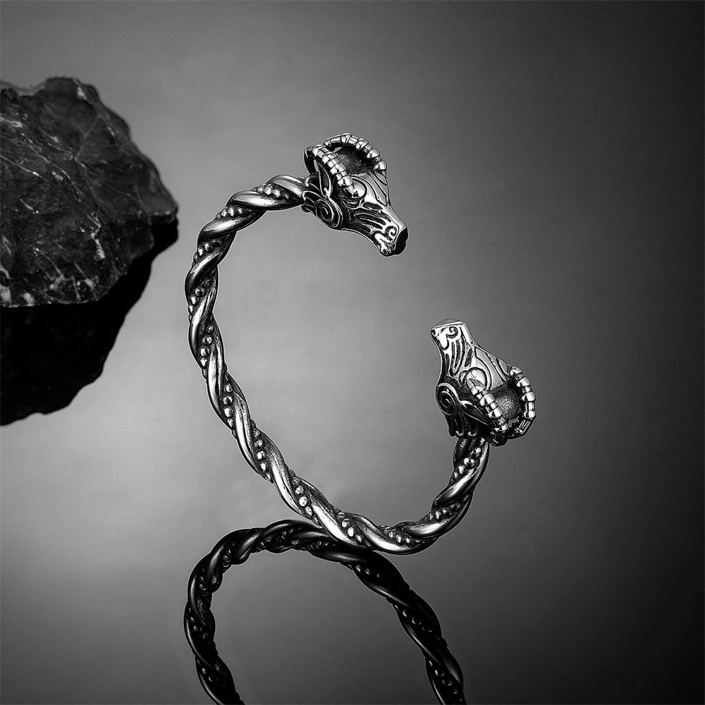 Thor's Goats Viking Bangle Arm Ring - Tanngrisnir & Tanngnjóstr  The Pagan Trader