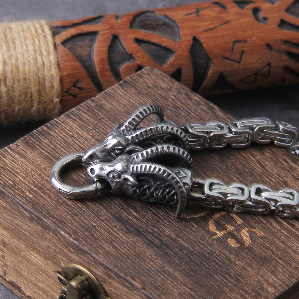 Thor's Goats - Byzantine & King Chain Linked Viking Necklace 0 The Pagan Trader Byzantine 50cm