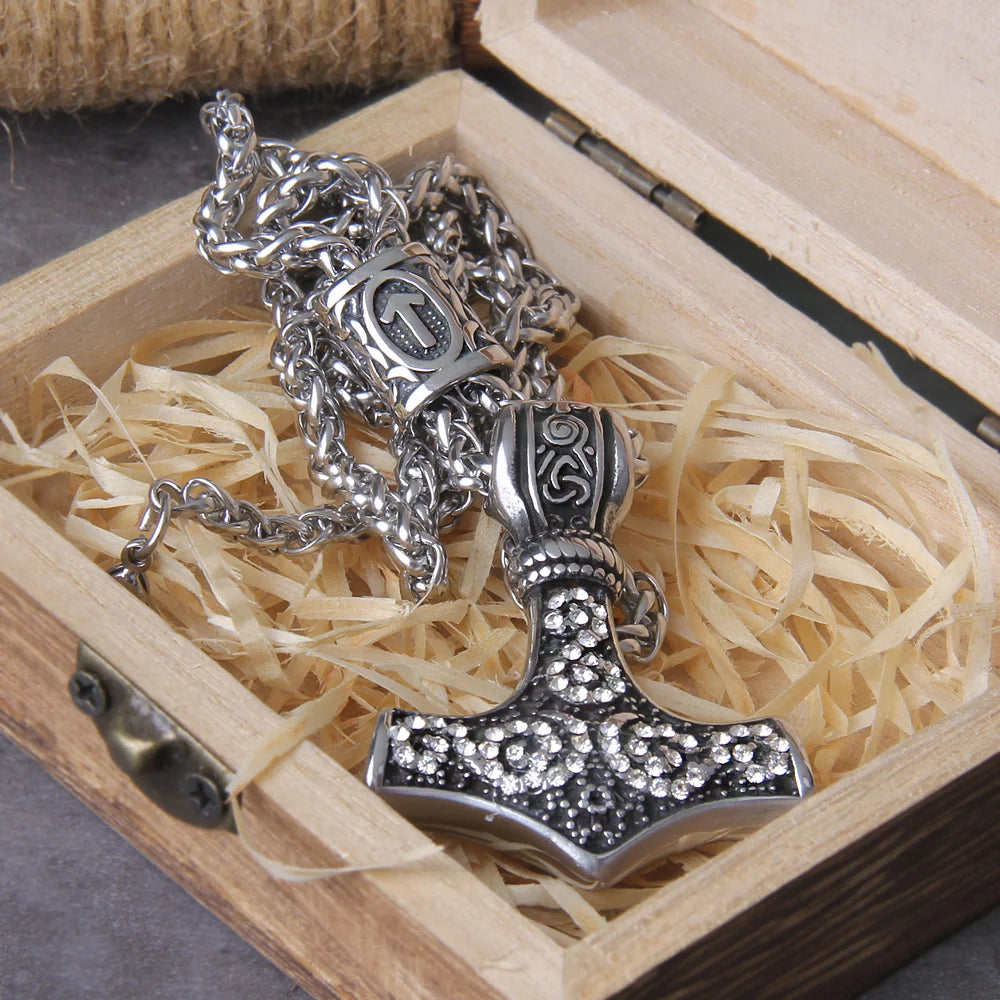Othala & Tiwaz Mjölnir - Mammen Art Engraved Thor's Hammer Viking Amulet 0 The Pagan Trader Tiwaz 50cm