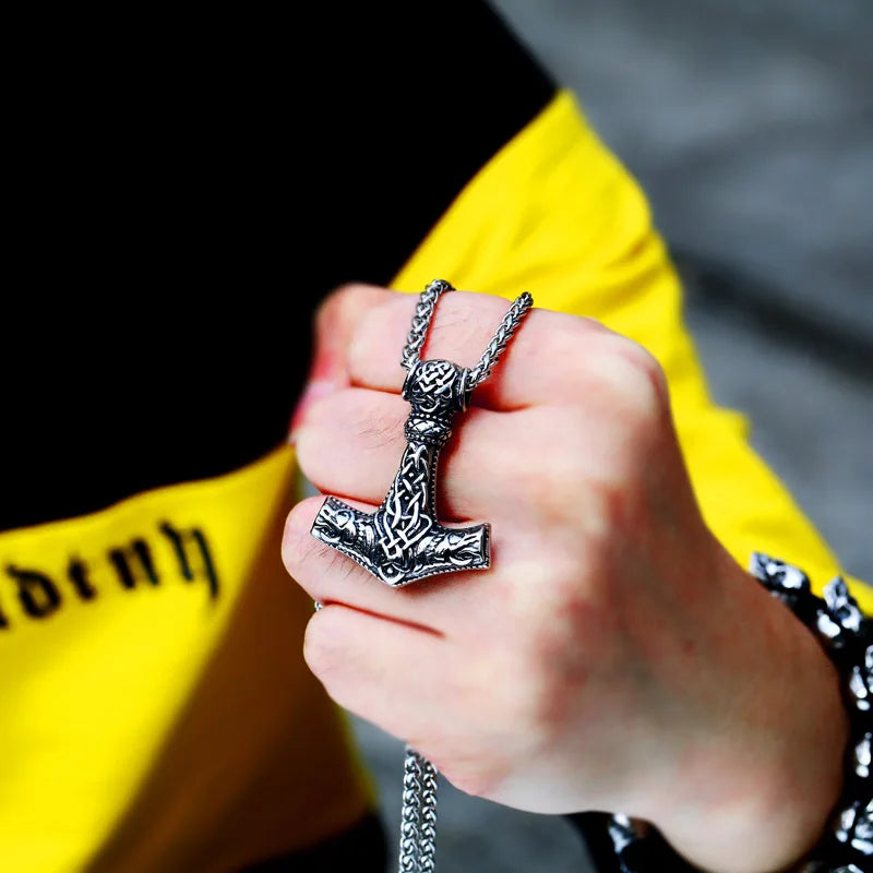 Urnes Style Mjölnir Thor's Hammer Norse Viking Necklace The Pagan Trader