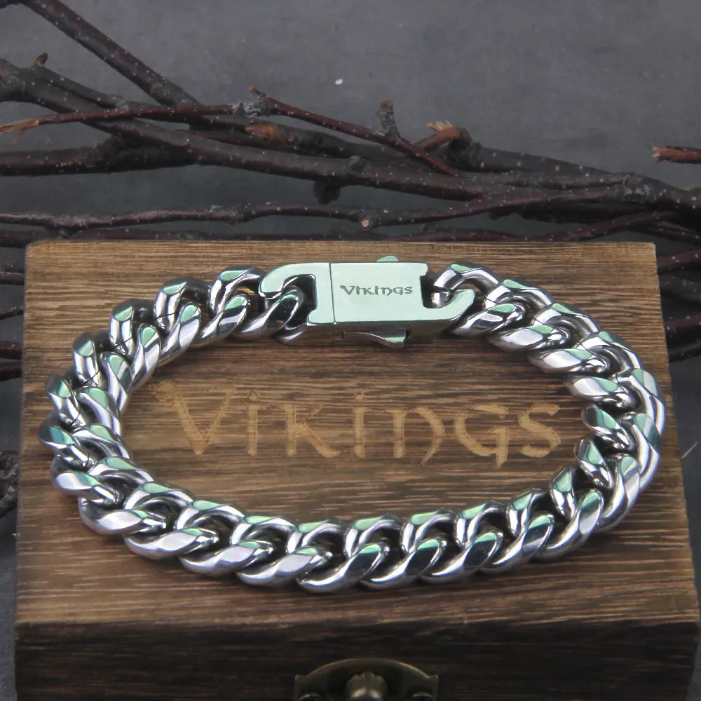 Minimalistic Cuban Chain Linked Viking Bracelet  The Pagan Trader