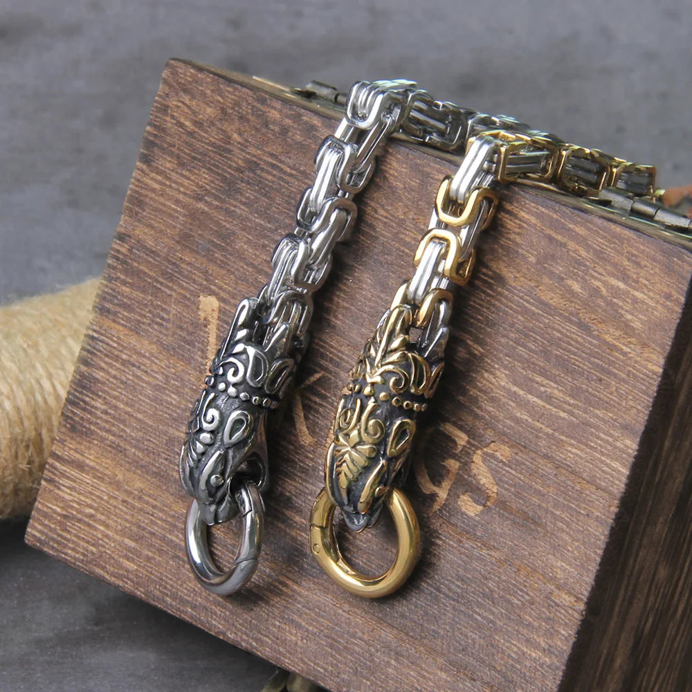 Dual Serpent Head Byzantine King Chain Viking Bracelet 0 The Pagan Trader