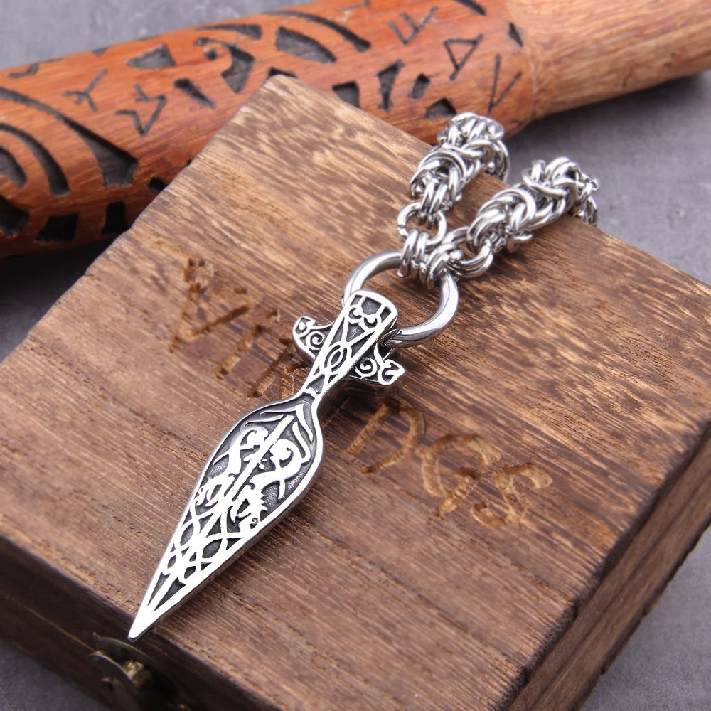 Handcrafted Gungnir Spearhead Byzantine & Jump Ring King Chain Necklace The Pagan Trader Jump Ring King Chain 50cm