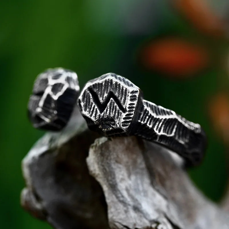Algiz Sowilo Rune Carved Norse Viking Ring The Pagan Trader