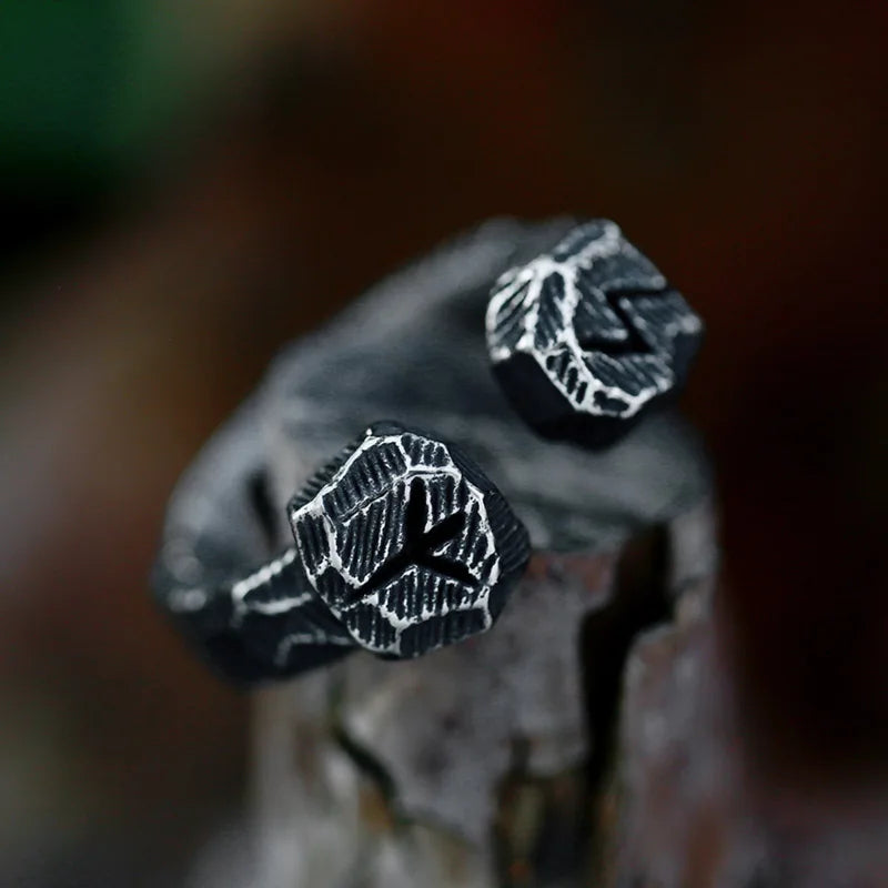 Algiz Sowilo Rune Carved Norse Viking Ring The Pagan Trader