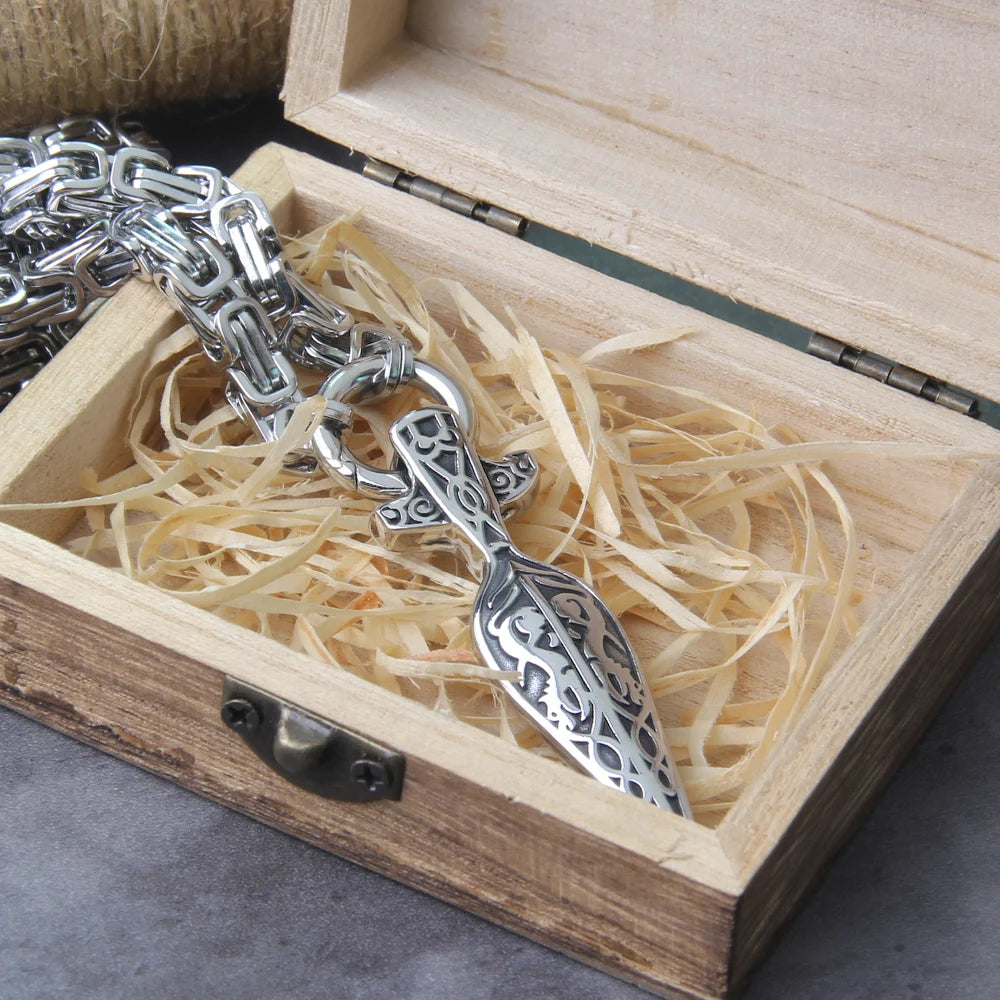 Handcrafted Gungnir Spearhead Byzantine & Jump Ring King Chain Necklace The Pagan Trader