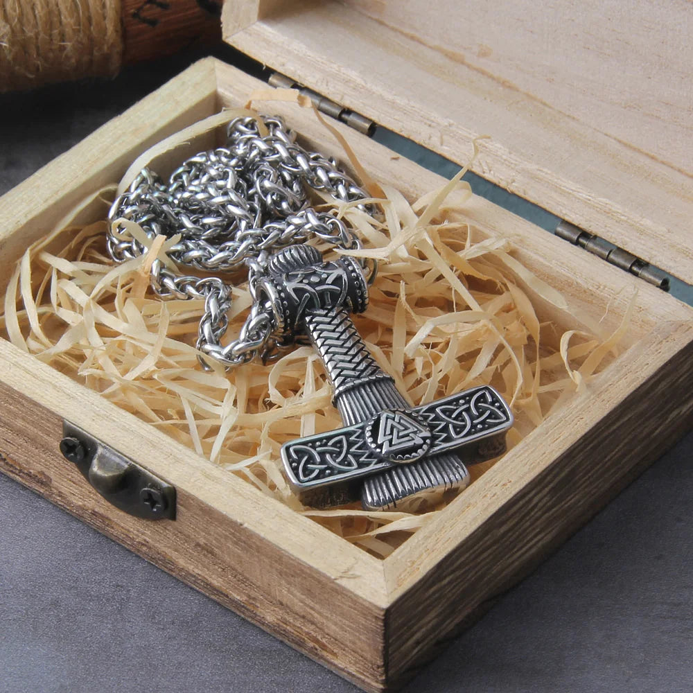 Mjölnir Valknut Talisman: Silver & Gold Norse Thor's Hammer The Pagan Trader