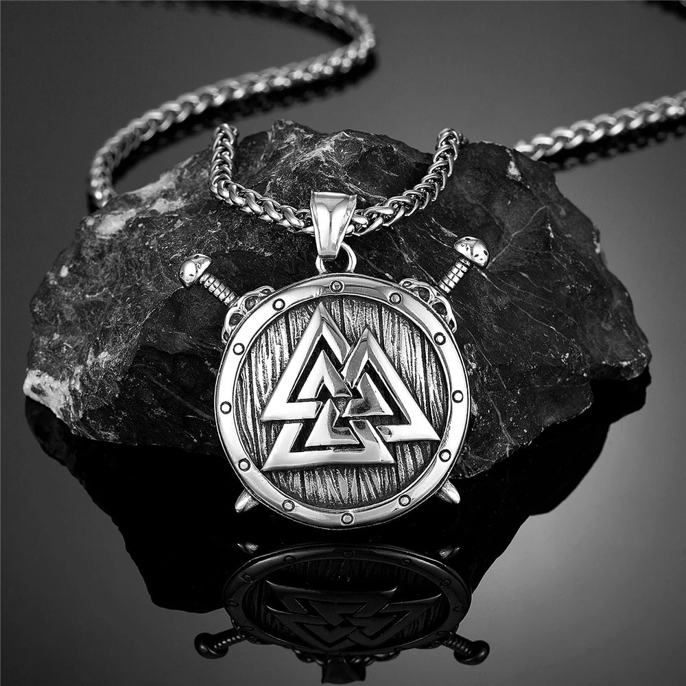 Valknútr shield pendant tied to Odin and Valhalla.