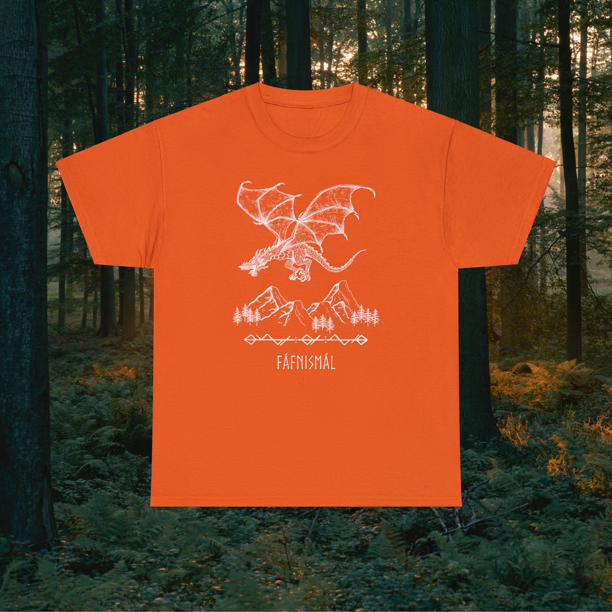 Fáfnismál Unisex Heavy Cotton Tee T-Shirt Printify Orange S 