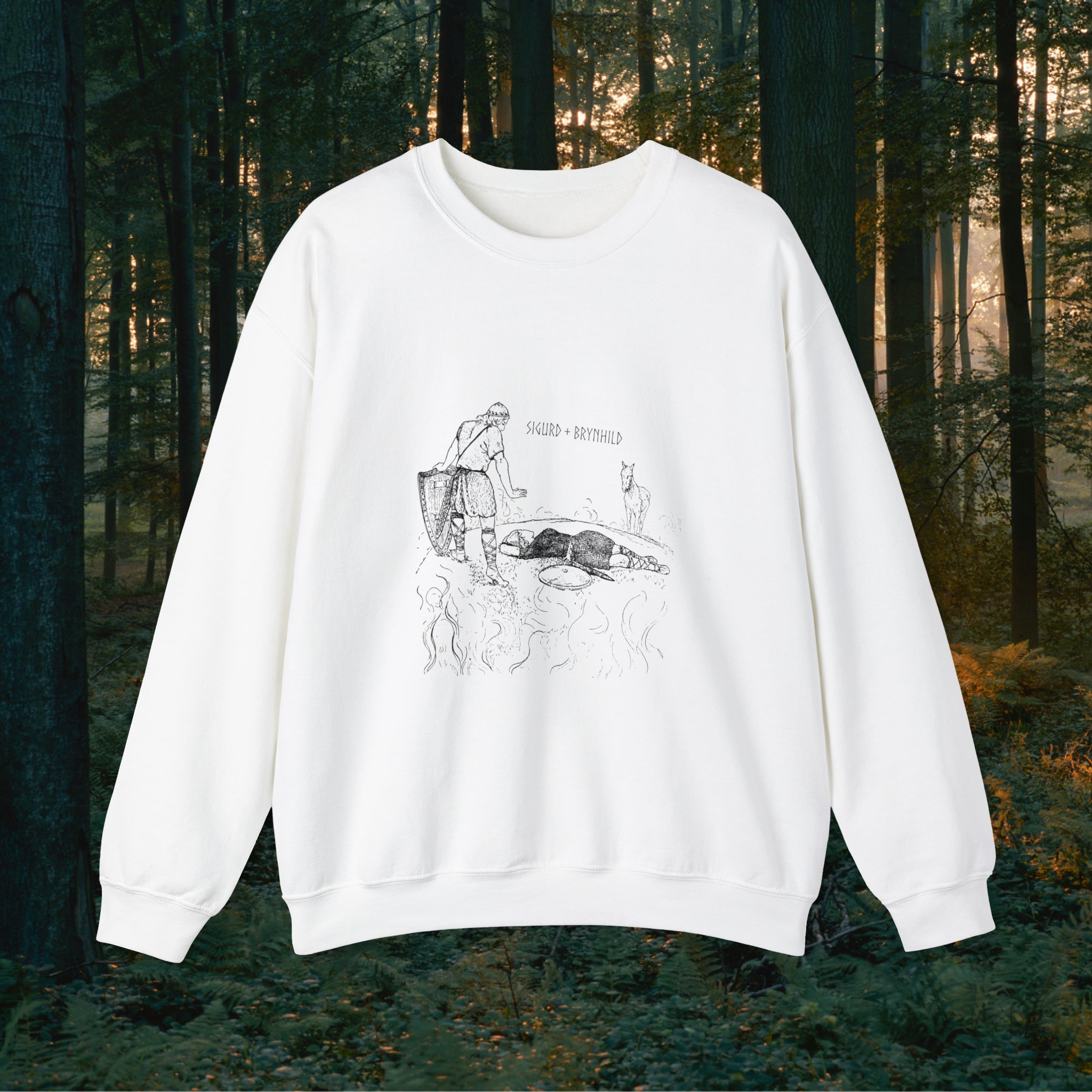 Sigurd + Brynhild Crewneck Unisex Sweatshirt Sweatshirt Printify S White 