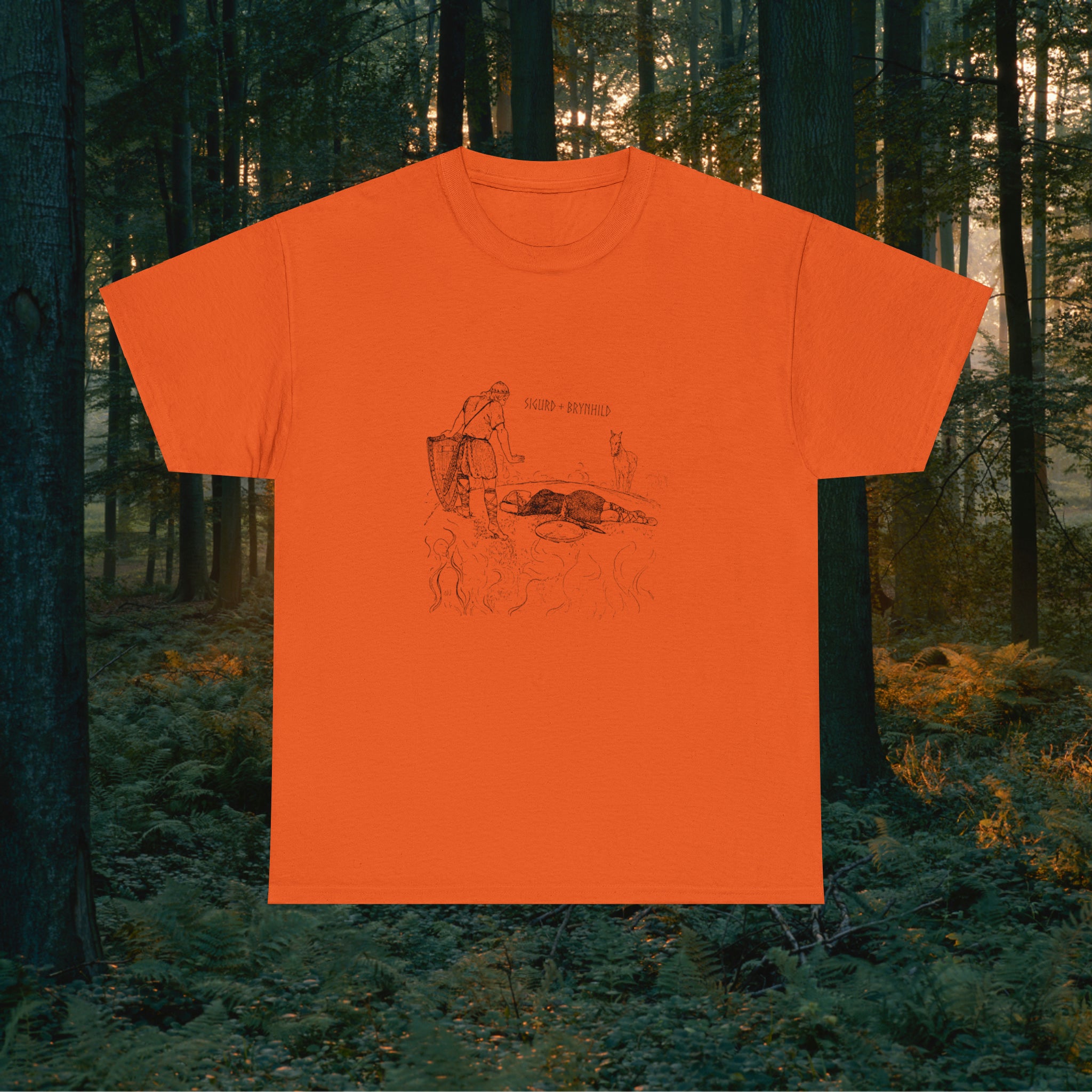 Sigurd + Brynhild Unisex Heavy Cotton Tee T-Shirt Printify Orange S 