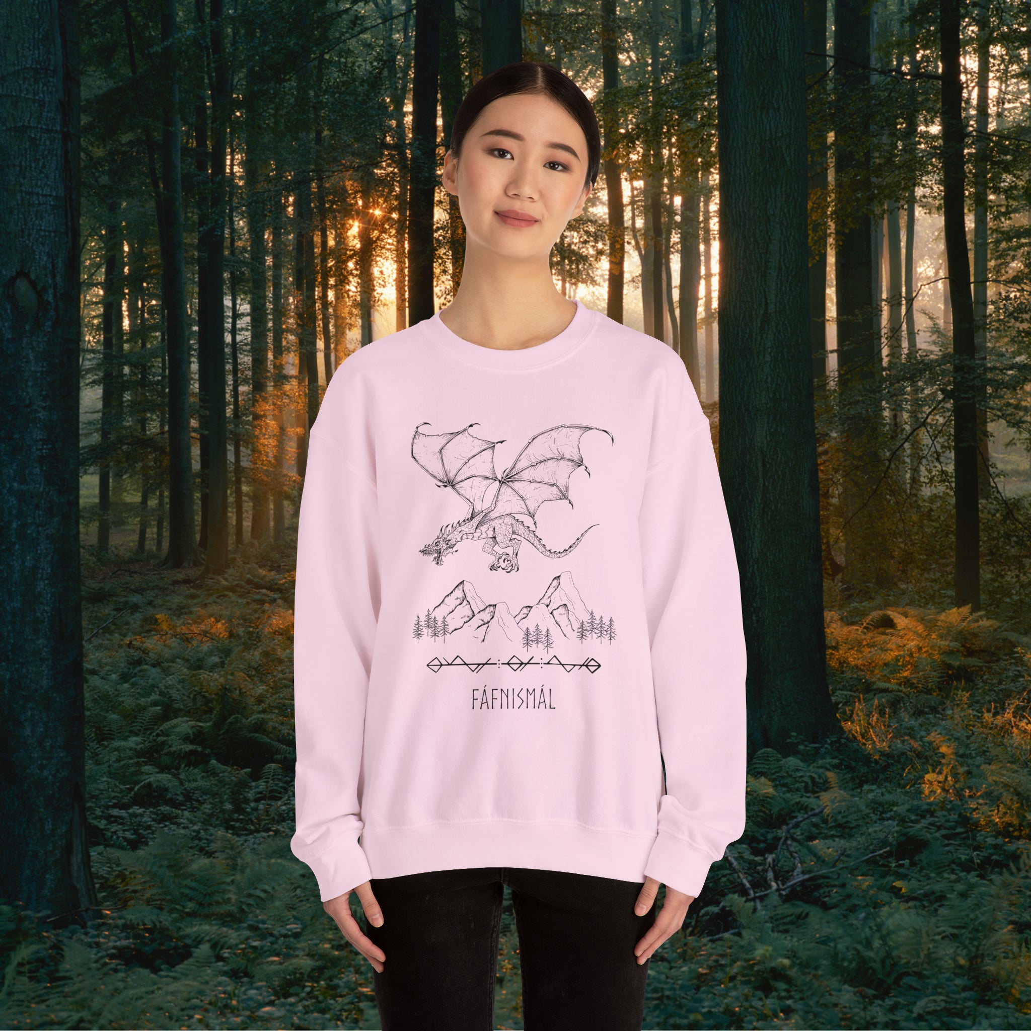 Fáfnismál Crewneck Unisex Sweatshirt Sweatshirt Printify   