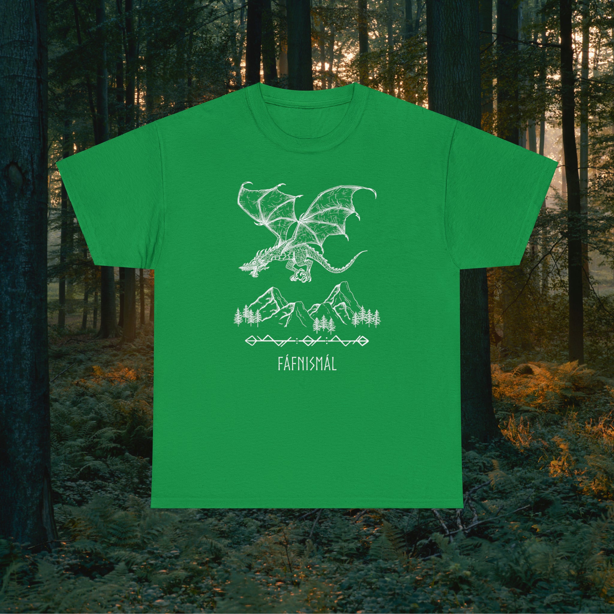 Fáfnismál Unisex Heavy Cotton Tee T-Shirt Printify Irish Green S 