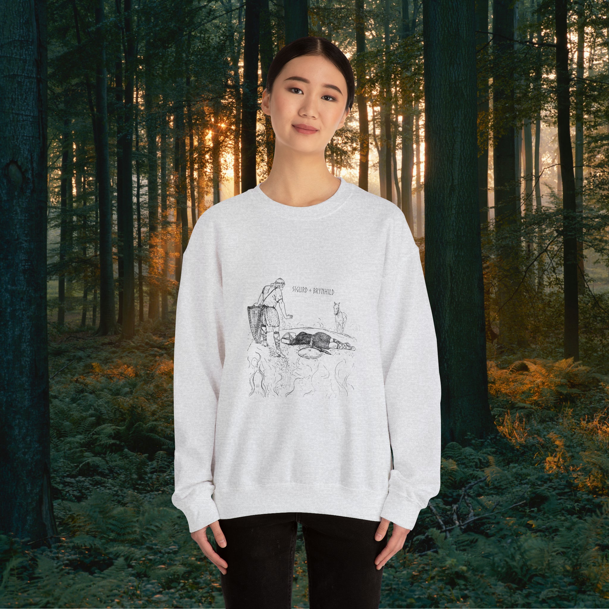 Sigurd + Brynhild Crewneck Unisex Sweatshirt Sweatshirt Printify   