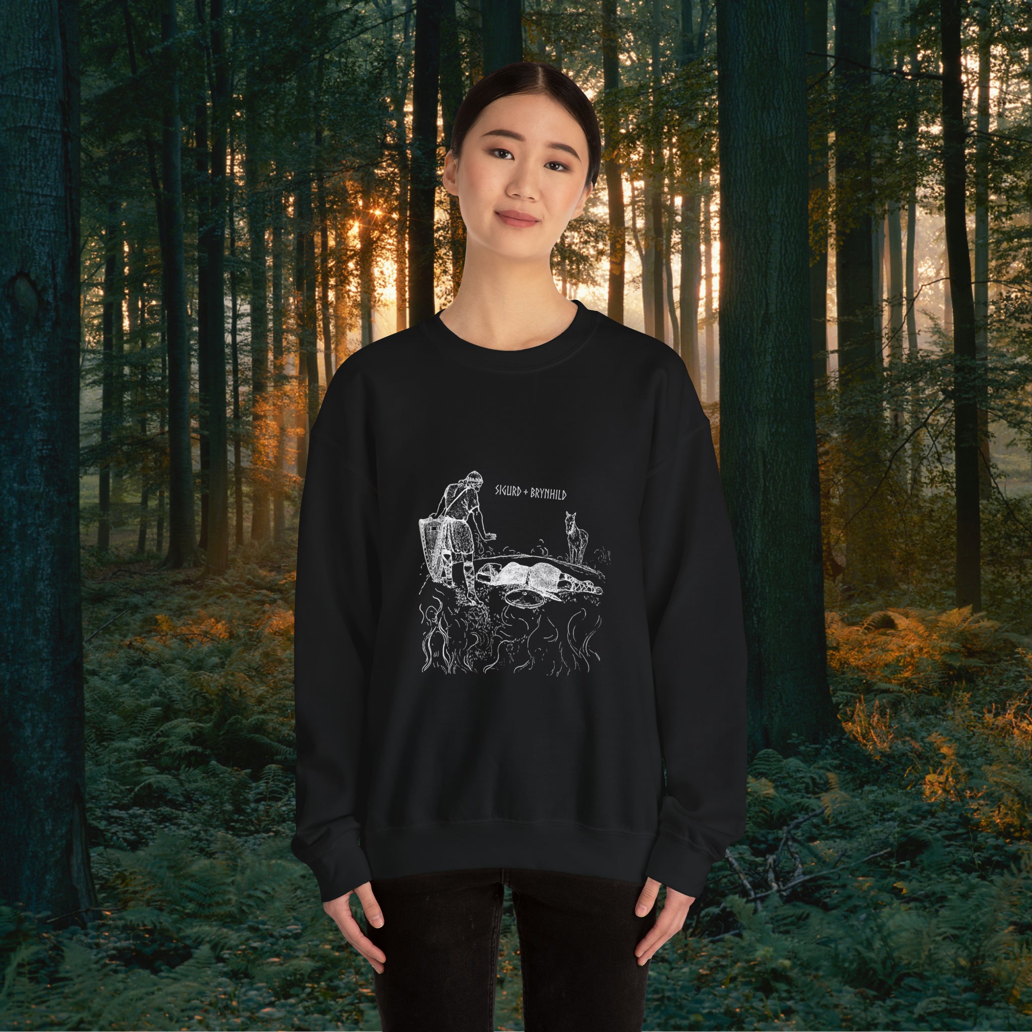 Sigurd + Brynhild Crewneck Unisex Sweatshirt Sweatshirt Printify   