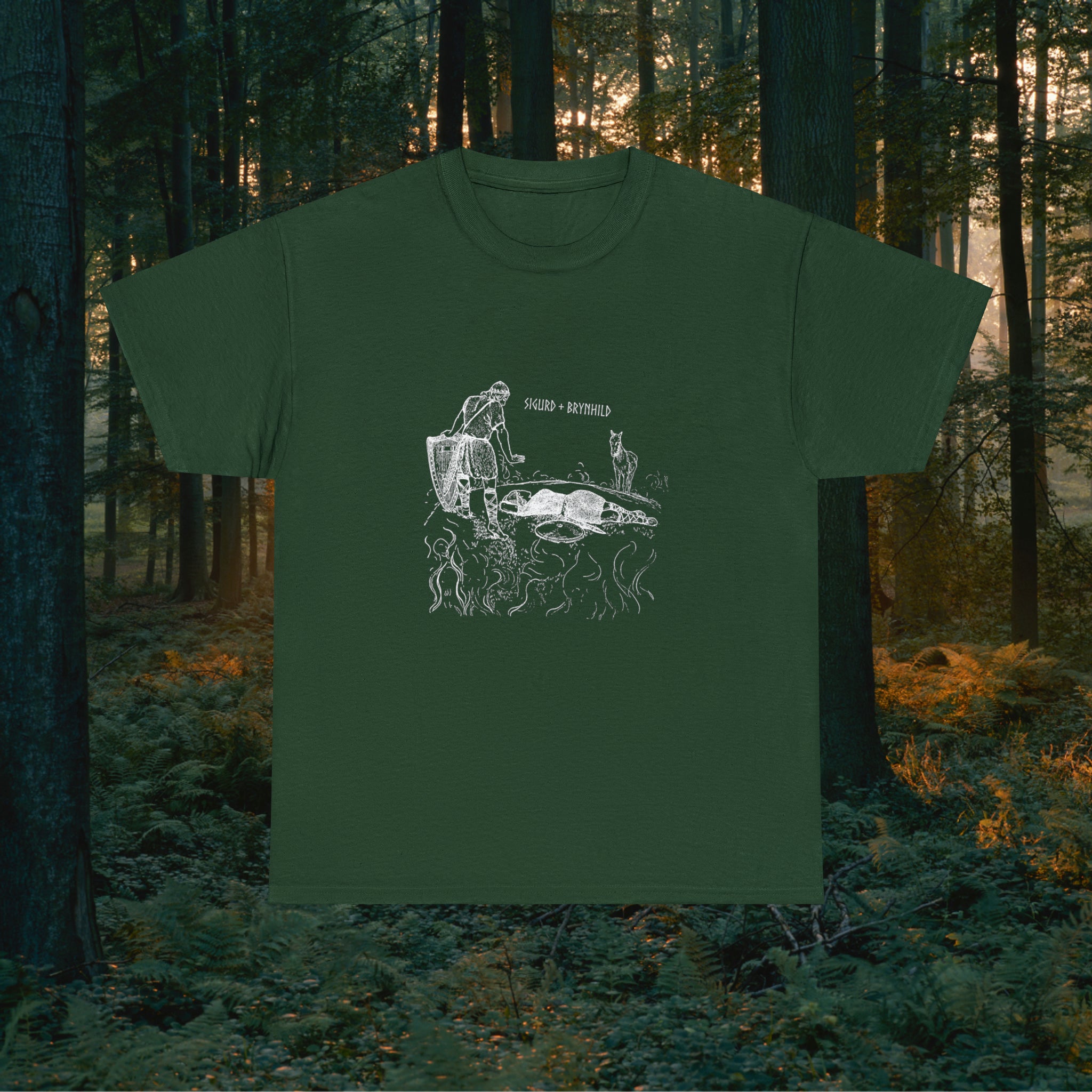 Sigurd + Brynhild Unisex Heavy Cotton Tee T-Shirt Printify Forest Green S 