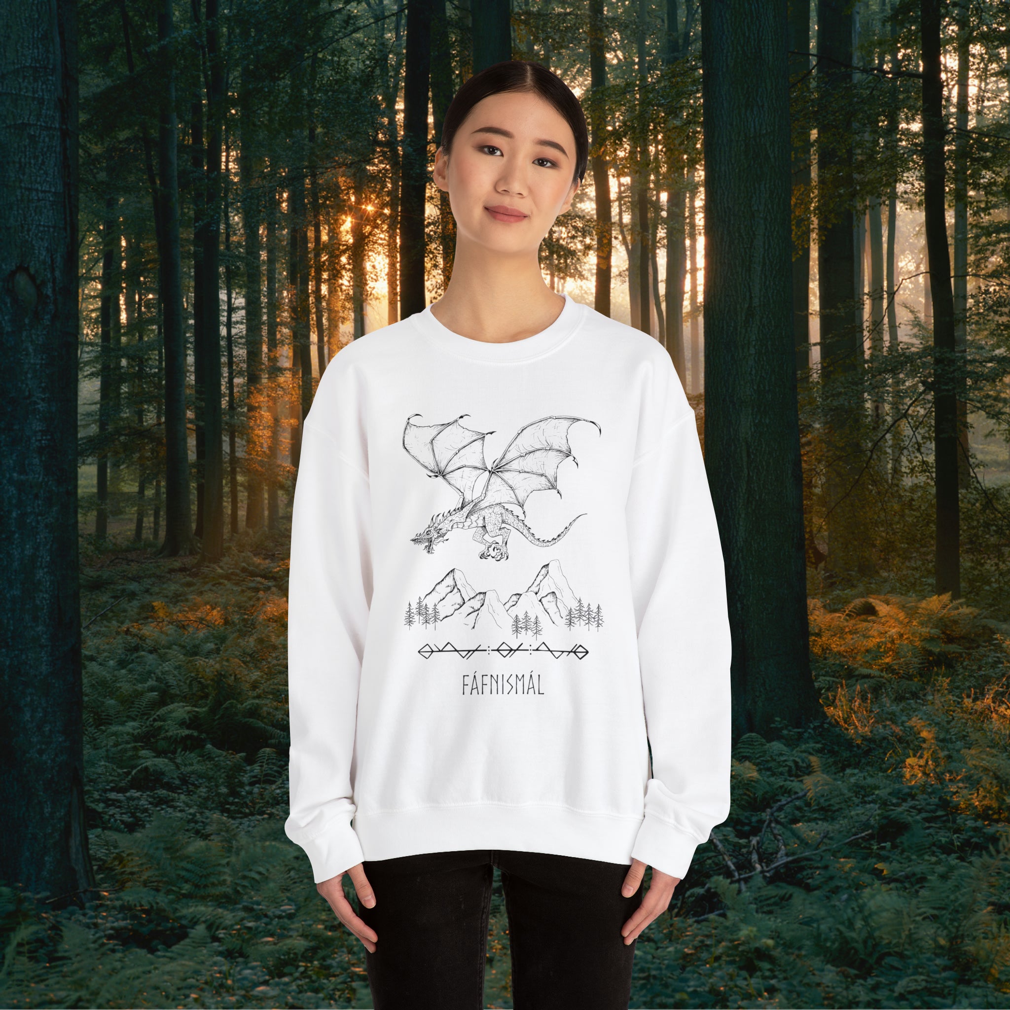 Fáfnismál Crewneck Unisex Sweatshirt Sweatshirt Printify   