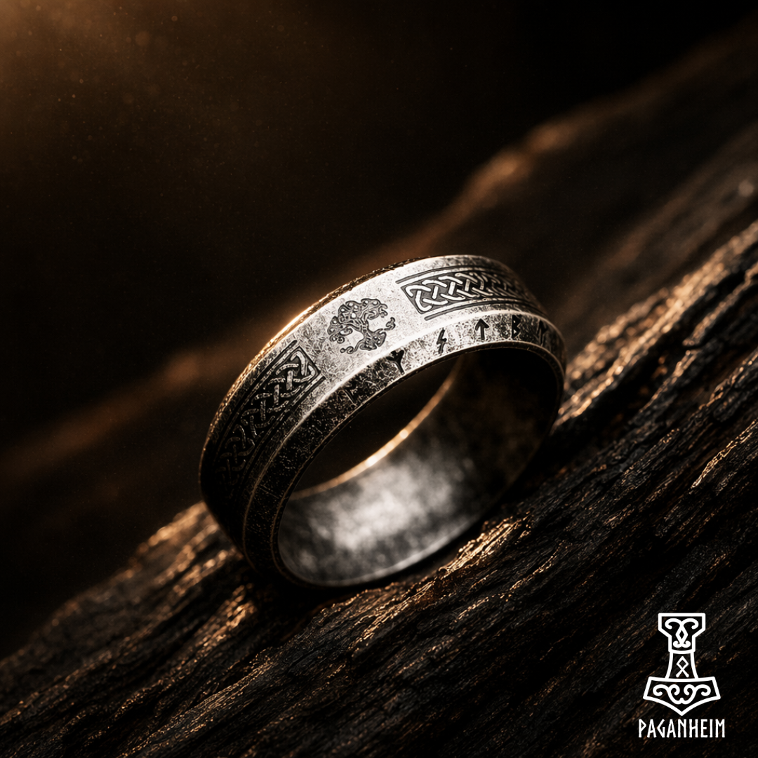 Celtic Knot & Rune Yggdrasil Rings
