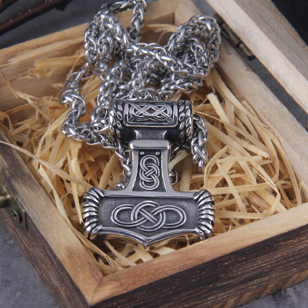 Celtic Knot Engraved Thor's Hammer Mjölnir Amulet 0 The Pagan Trader   