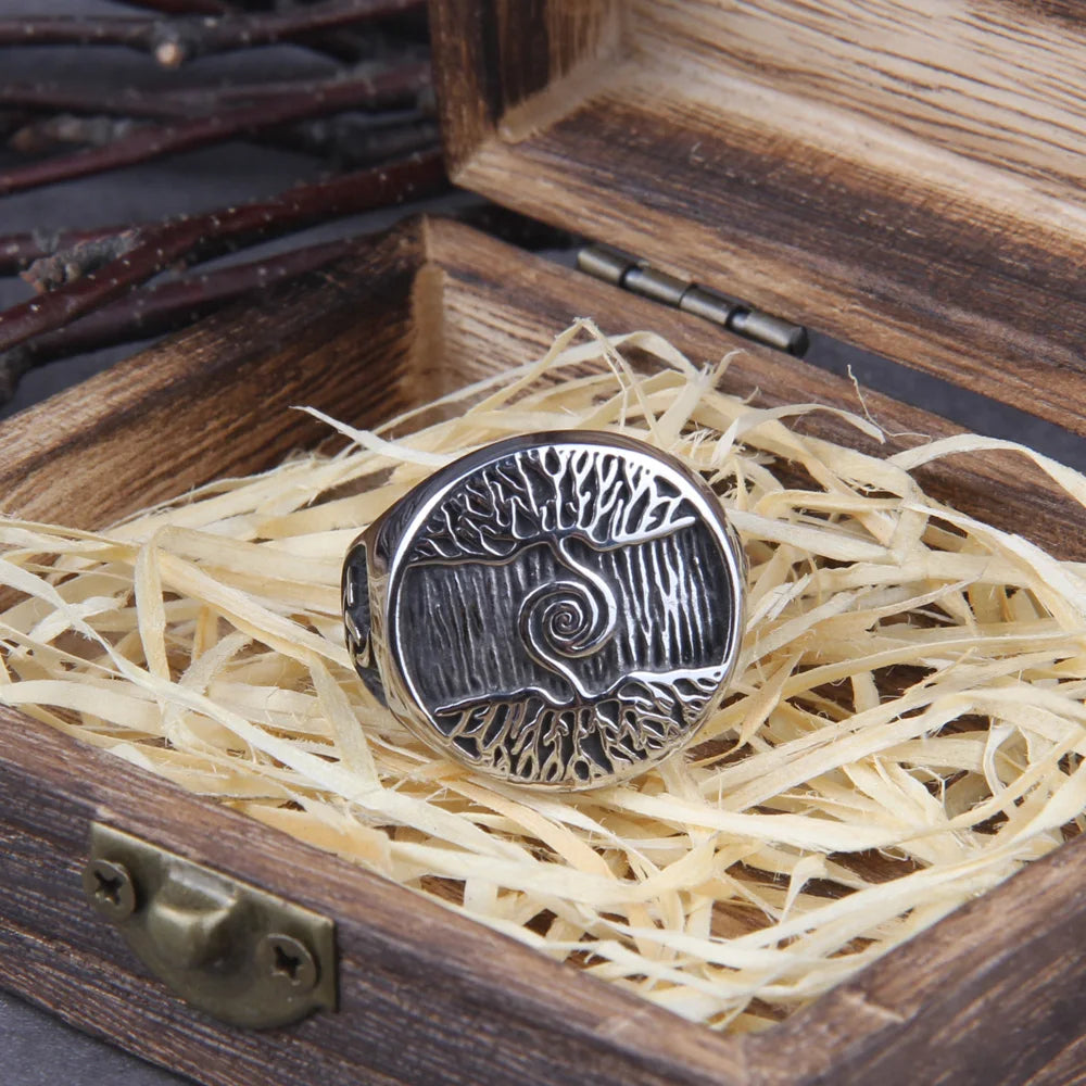 Yggdrasil World Tree Ring – Norse Symbol of Life and Rebirth