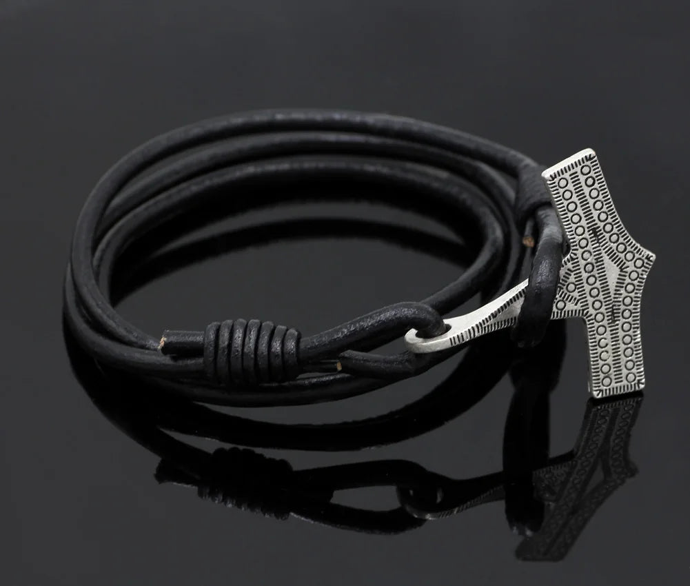 Rømersdal Mjölnir Waxed Cotton Rope Thor's Hammer Bracelet  The Pagan Trader   