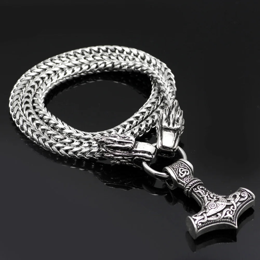 Serpent Clasp Mjölnir Sleek Split Ring Amulet  The Pagan Trader   