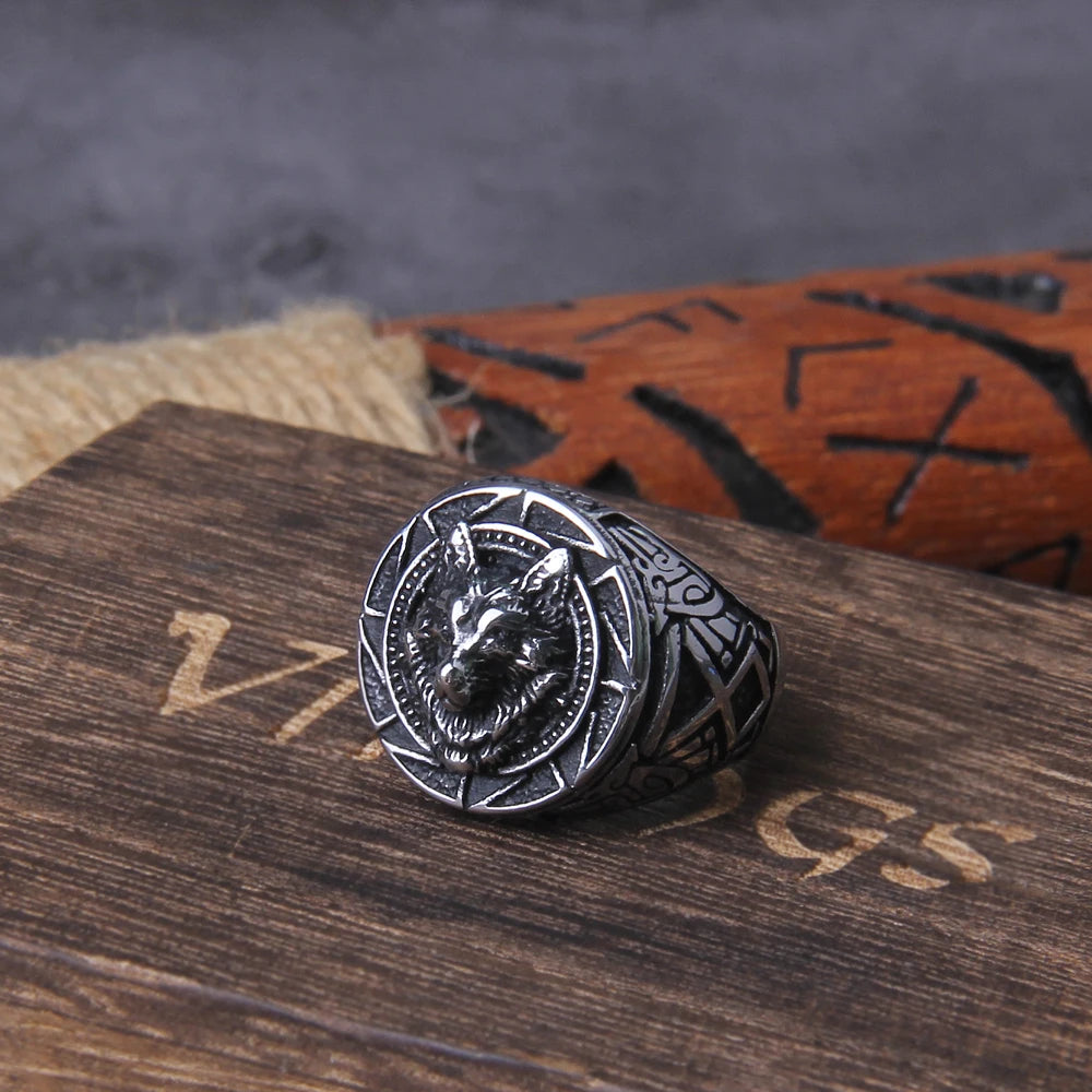 Old Norse Wolf Engraved Othala Viking Ring  The Pagan Trader   