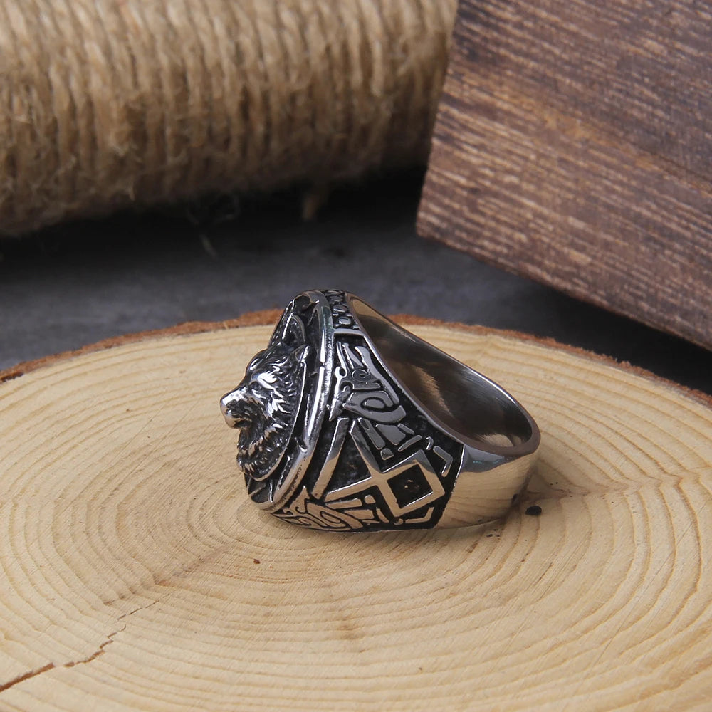 Old Norse Wolf Engraved Othala Viking Ring  The Pagan Trader   