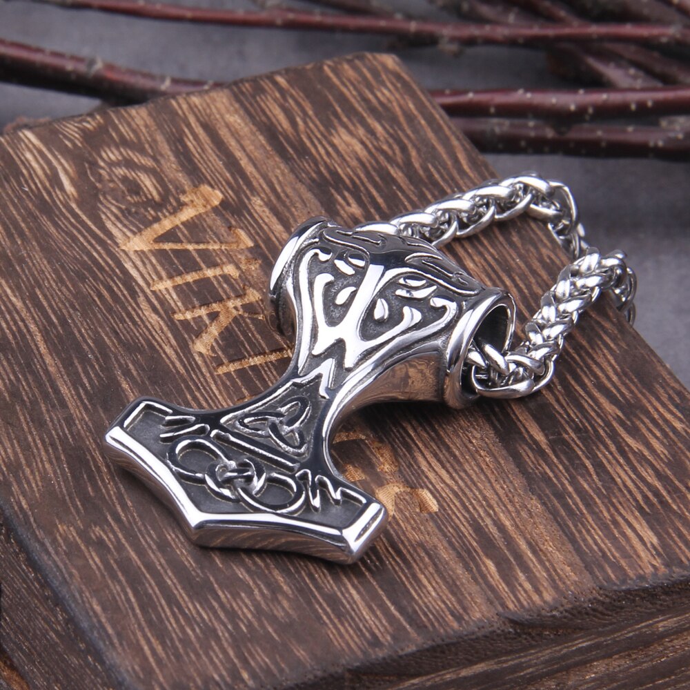 Celtic Knot Triquetra Mjölnir - Thor's Hammer Necklace 0 The Pagan Trader   