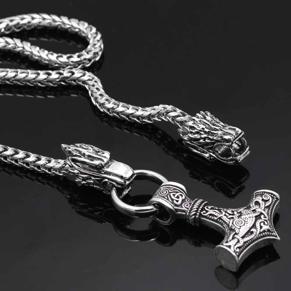 Serpent Clasp Mjölnir Sleek Split Ring Amulet  The Pagan Trader   