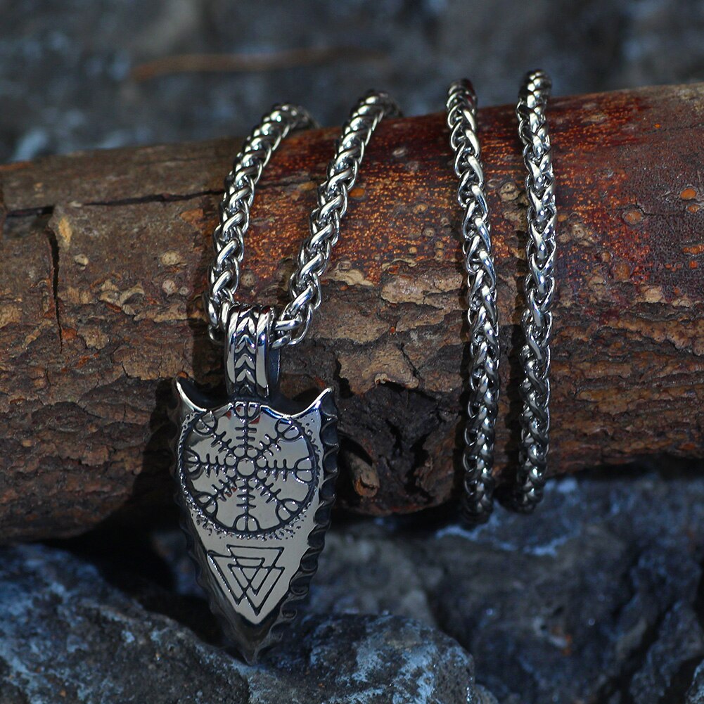 Ægishjálmr & Valknut Spearhead Amulet 0 The Pagan Trader Pendant & Chain  